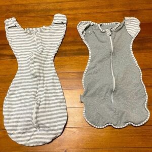 Swaddle Designs & Insular Grey Stripe Sleep Sacks Size Medium 3-6 Months